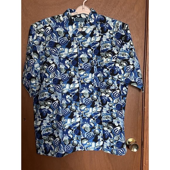 Tropicool Hawaiian‎ Aloha Shirt Size XL 100% Cotton Blue Floral - Picture 1 of 3